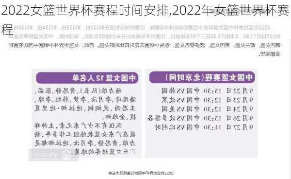 2022女篮世界杯赛程时间安排,2022年女篮世界杯赛程