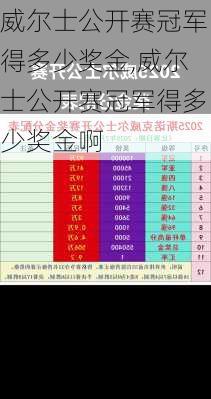 威尔士公开赛冠军得多少奖金,威尔士公开赛冠军得多少奖金啊