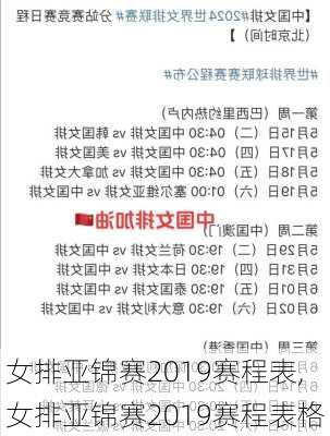 女排亚锦赛2019赛程表,女排亚锦赛2019赛程表格