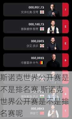 斯诺克世界公开赛是不是排名赛,斯诺克世界公开赛是不是排名赛呢