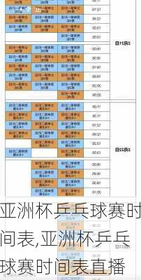 亚洲杯乒乓球赛时间表,亚洲杯乒乓球赛时间表直播