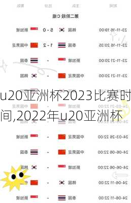 u20亚洲杯2023比赛时间,2022年u20亚洲杯