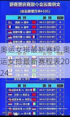 奥运女排最新赛程,奥运女排最新赛程表2024