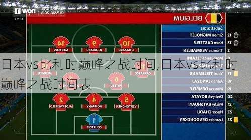 日本vs比利时巅峰之战时间,日本vs比利时巅峰之战时间表