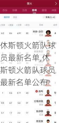 休斯顿火箭队球员最新名单,休斯顿火箭队球员最新名单公布