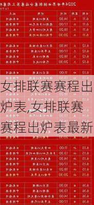 女排联赛赛程出炉表,女排联赛赛程出炉表最新