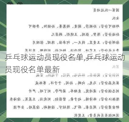 乒乓球运动员现役名单,乒乓球运动员现役名单最新