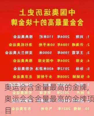 奥运会含金量最高的金牌,奥运会含金量最高的金牌项目