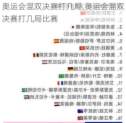 奥运会混双决赛打几局,奥运会混双决赛打几局比赛