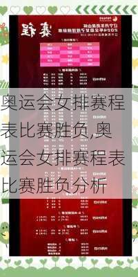 奥运会女排赛程表比赛胜负,奥运会女排赛程表比赛胜负分析