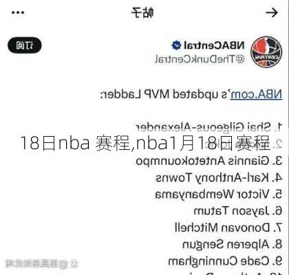 18日nba 赛程,nba1月18日赛程