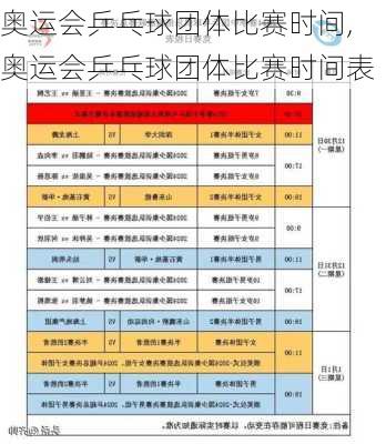 奥运会乒乓球团体比赛时间,奥运会乒乓球团体比赛时间表