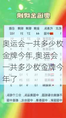 奥运会一共多少枚金牌今年,奥运会一共多少枚金牌今年了