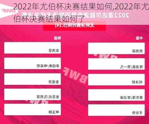 2022年尤伯杯决赛结果如何,2022年尤伯杯决赛结果如何了