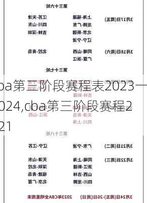 cba第三阶段赛程表2023一2024,cba第三阶段赛程2021