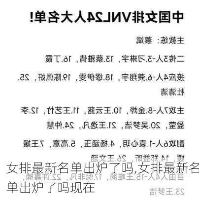 女排最新名单出炉了吗,女排最新名单出炉了吗现在