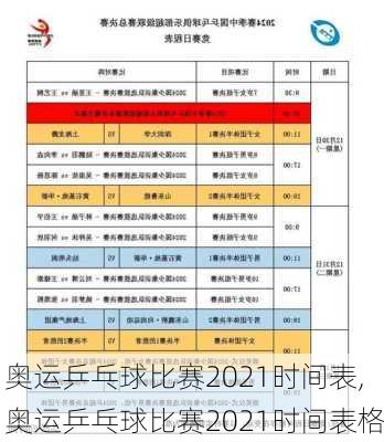 奥运乒乓球比赛2021时间表,奥运乒乓球比赛2021时间表格