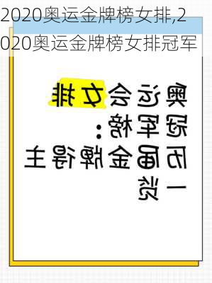 2020奥运金牌榜女排,2020奥运金牌榜女排冠军